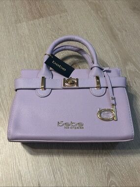 Bebe Los Angeles NWT Evie Satchel Lilac Purple Small Handbag Crossbody Strap